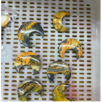 Moon Gemstone (30x16 mm) Half Moon  - Bumble Bee Jasper